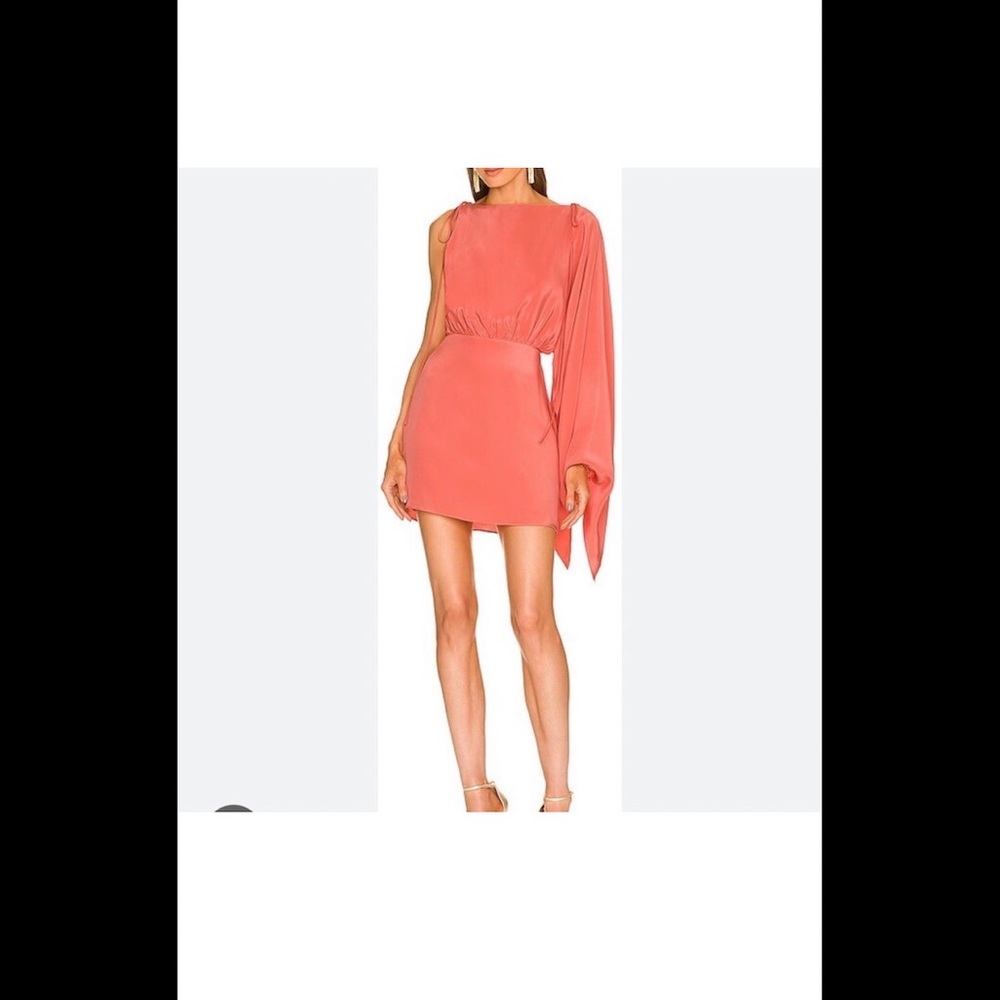 Alexis Coral One-Shoulder Wesley Mini Dress (Coral)